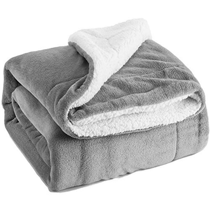 KTX-883219 Cozy Flannel and Lamb Cashmere Sherpa Blanket, 130x160CM