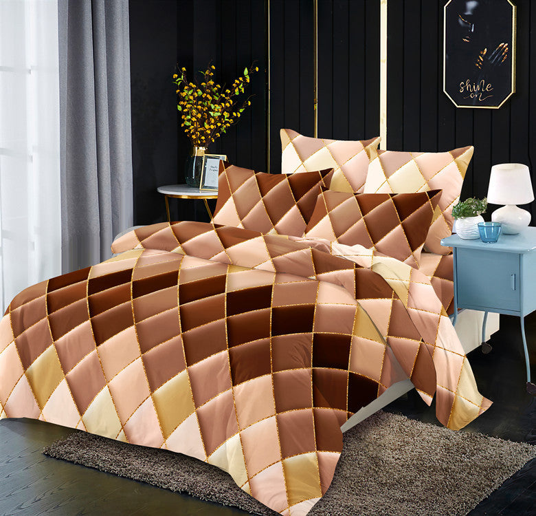 KTX-883539 Light Luxury Geometric Rhombus Quilt Cover Set - Multiple Sizes Available