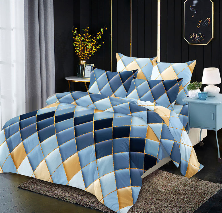 KTX-883539 Light Luxury Geometric Rhombus Quilt Cover Set - Multiple Sizes Available