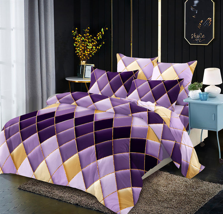 KTX-883539 Light Luxury Geometric Rhombus Quilt Cover Set - Multiple Sizes Available