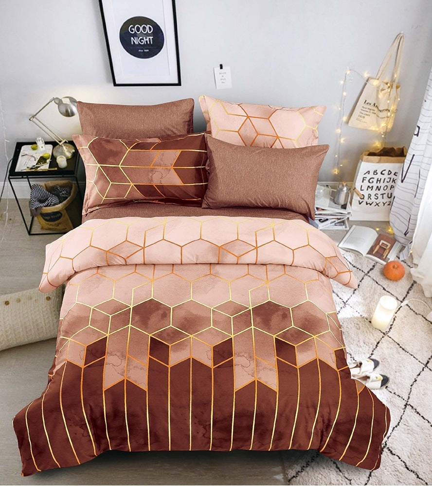 KTX-883539 Light Luxury Geometric Rhombus Quilt Cover Set - Multiple Sizes Available