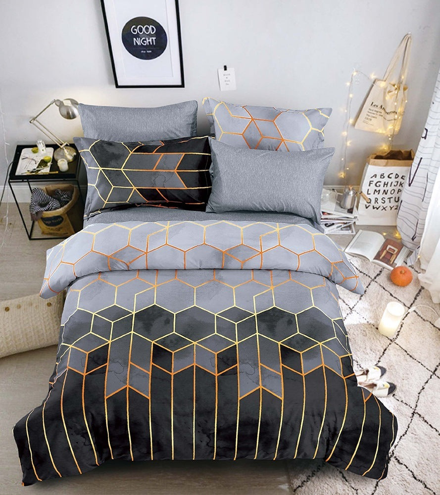 KTX-883539 Light Luxury Geometric Rhombus Quilt Cover Set - Multiple Sizes Available