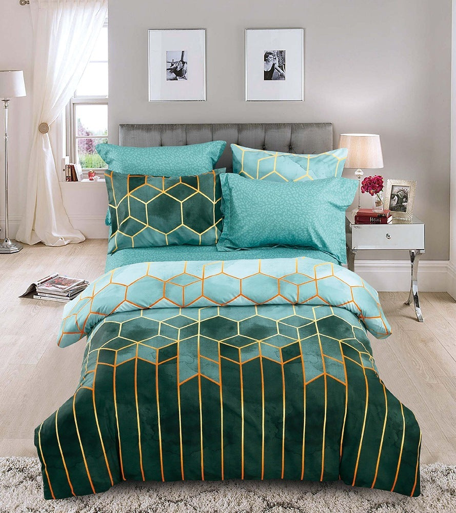 KTX-883539 Light Luxury Geometric Rhombus Quilt Cover Set - Multiple Sizes Available