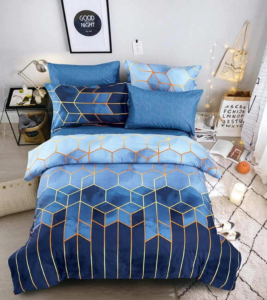 KTX-883539 Light Luxury Geometric Rhombus Quilt Cover Set - Multiple Sizes Available