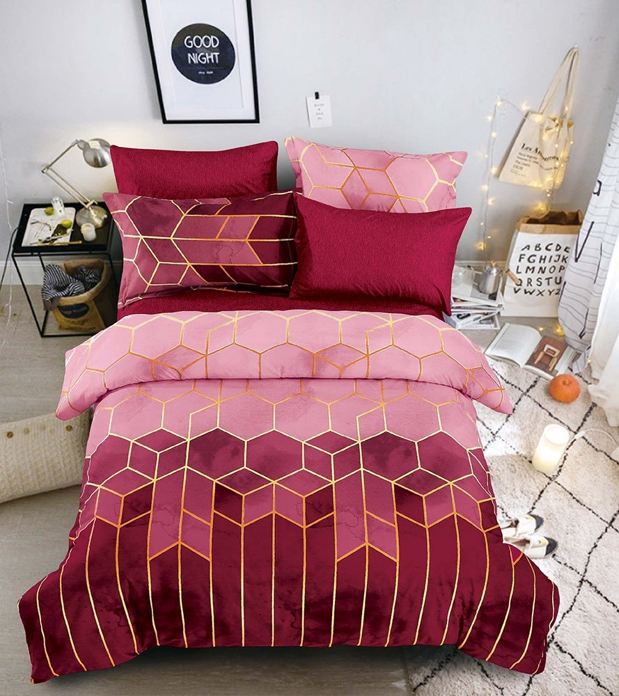 KTX-883539 Light Luxury Geometric Rhombus Quilt Cover Set - Multiple Sizes Available