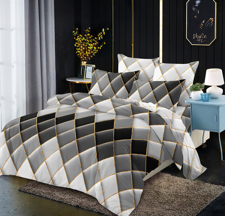 KTX-883539 Light Luxury Geometric Rhombus Quilt Cover Set - Multiple Sizes Available