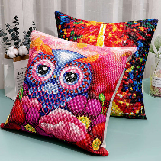 KTX-885459 Diamond Art DIY Pillowcase - Handmade Cotton Cushion Cover, 40x40cm