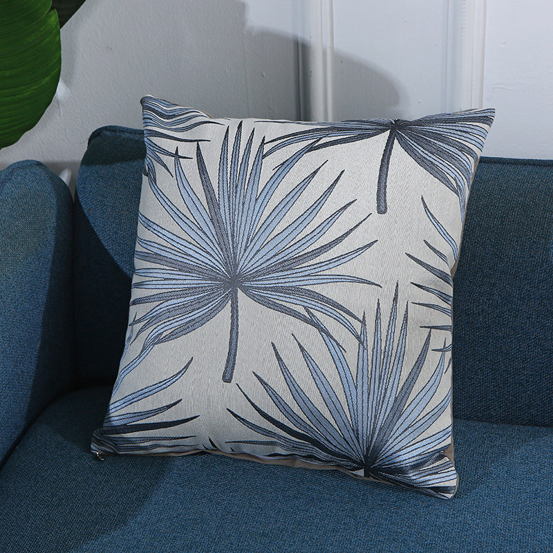 KTX-885587 Fan Leaf Jacquard Cotton Pillowcase - 43x43 cm Home Decor Accent