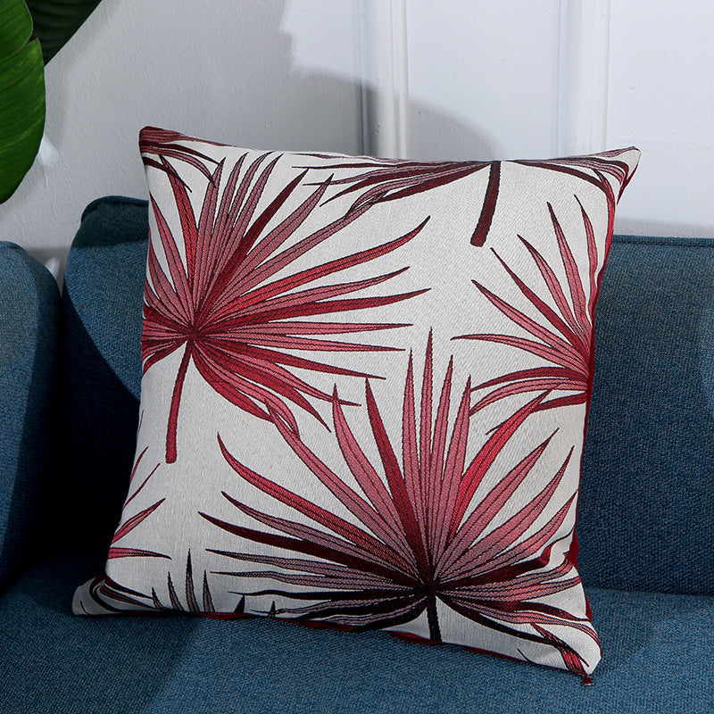 KTX-885587 Fan Leaf Jacquard Cotton Pillowcase - 43x43 cm Home Decor Accent