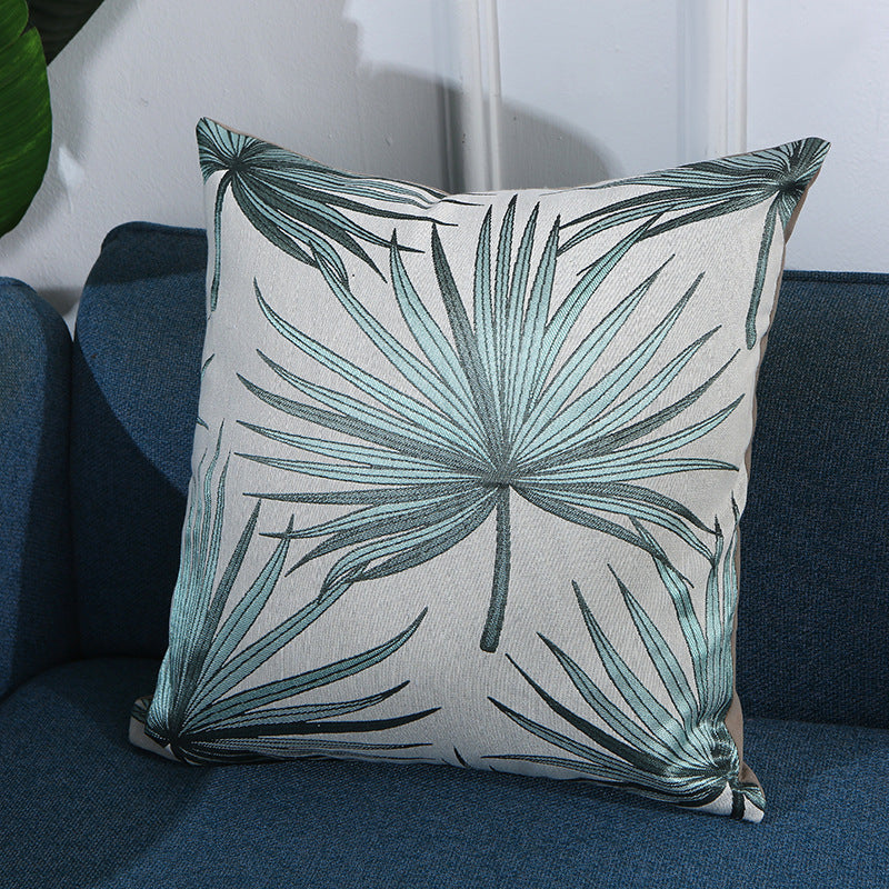 KTX-885587 Fan Leaf Jacquard Cotton Pillowcase - 43x43 cm Home Decor Accent