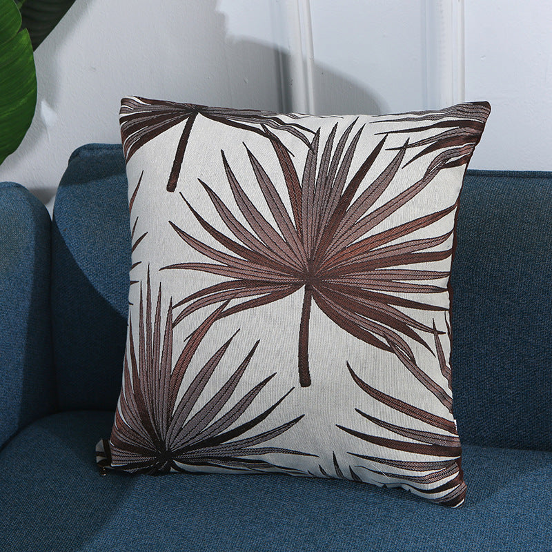 KTX-885587 Fan Leaf Jacquard Cotton Pillowcase - 43x43 cm Home Decor Accent