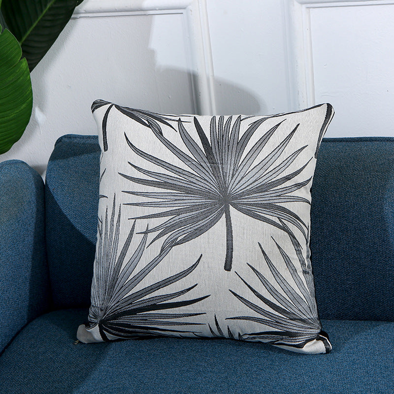 KTX-885587 Fan Leaf Jacquard Cotton Pillowcase - 43x43 cm Home Decor Accent
