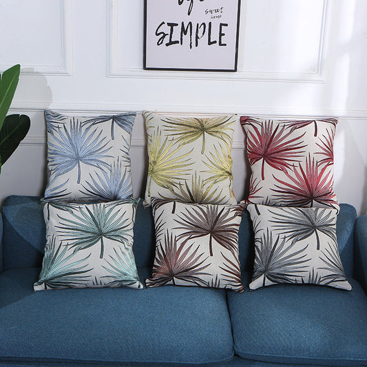KTX-885587 Fan Leaf Jacquard Cotton Pillowcase - 43x43 cm Home Decor Accent