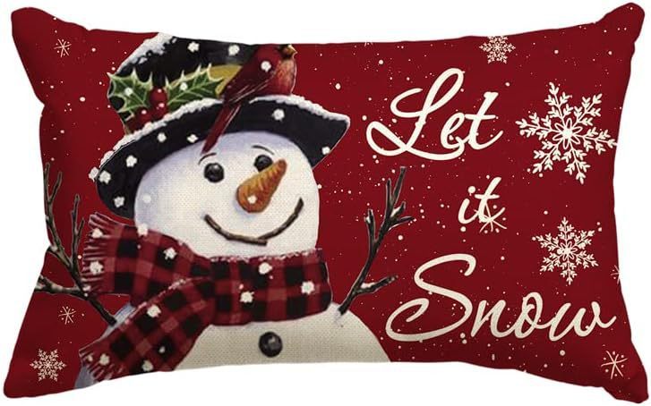 KTX-885651 Christmas Themed Simple Linen Pillow Cover for Home Sofa Decoration