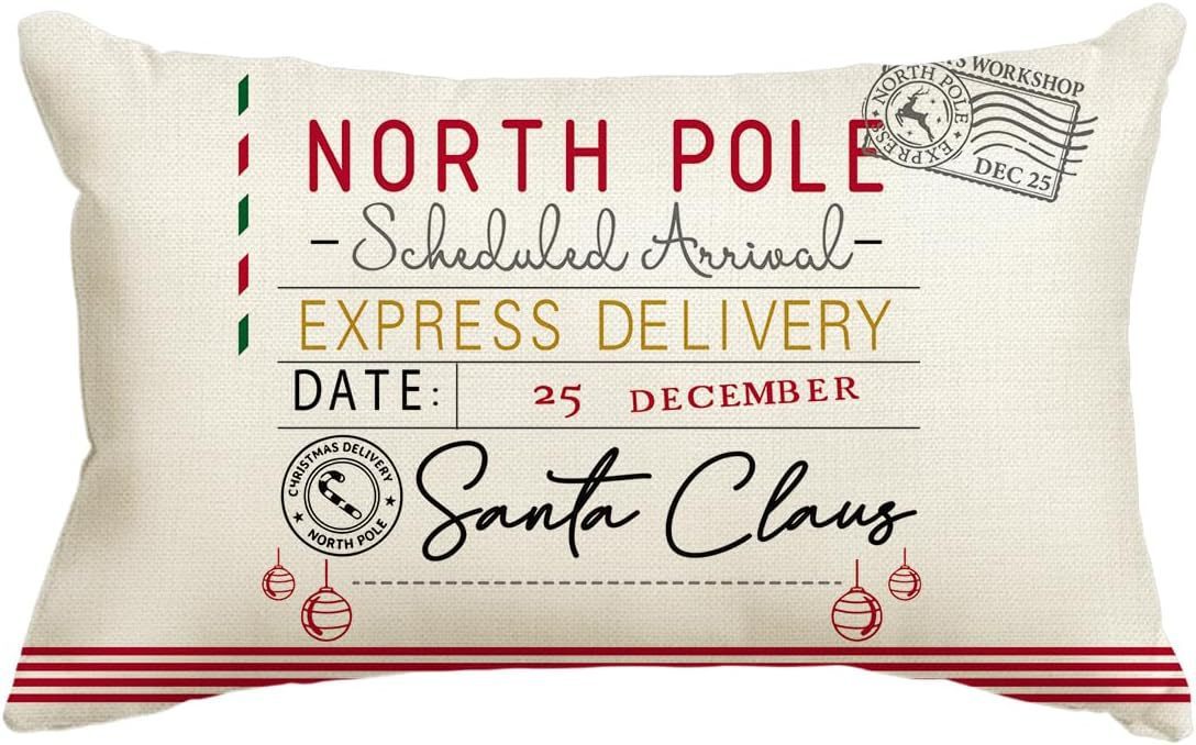 KTX-885651 Christmas Themed Simple Linen Pillow Cover for Home Sofa Decoration