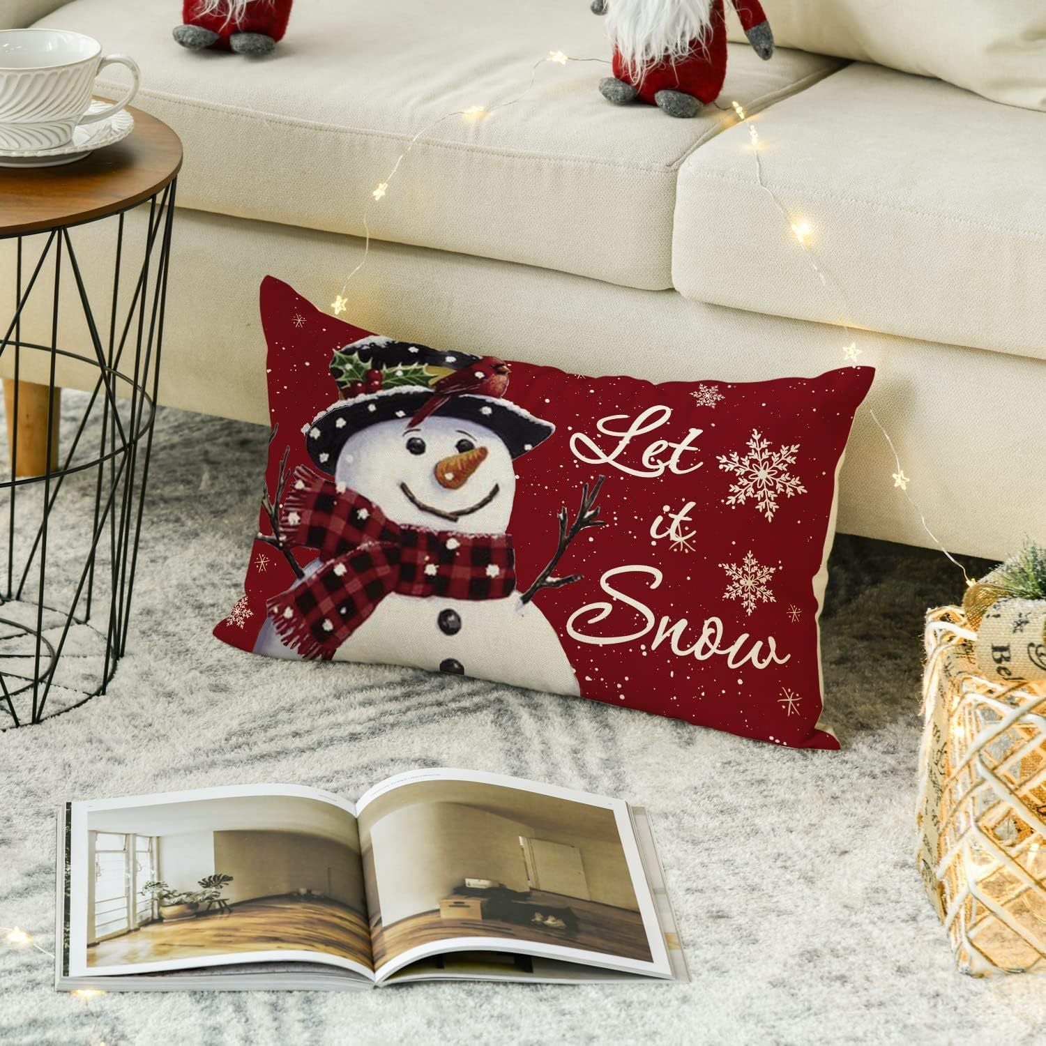 KTX-885651 Christmas Themed Simple Linen Pillow Cover for Home Sofa Decoration