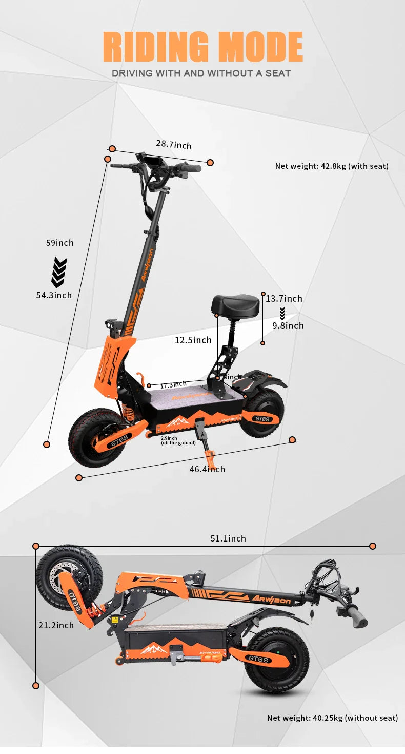 KTX-886035 5600W Dual Motor Electric Scooter with 60V 27Ah Battery, Foldable Design, Long Range & Removable Seat