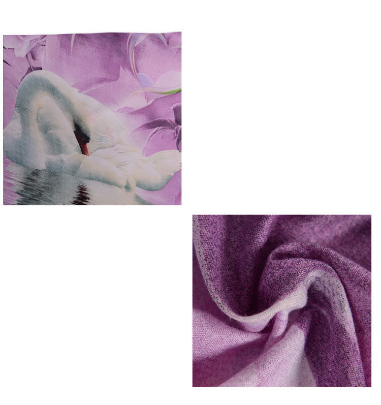 KTX-886995 4-Piece Reactive Printed Bedding Set in Blue Dream Landscape Design – Includes Quilt Cover, Sheet, and Pillowcases, 100% Polyester