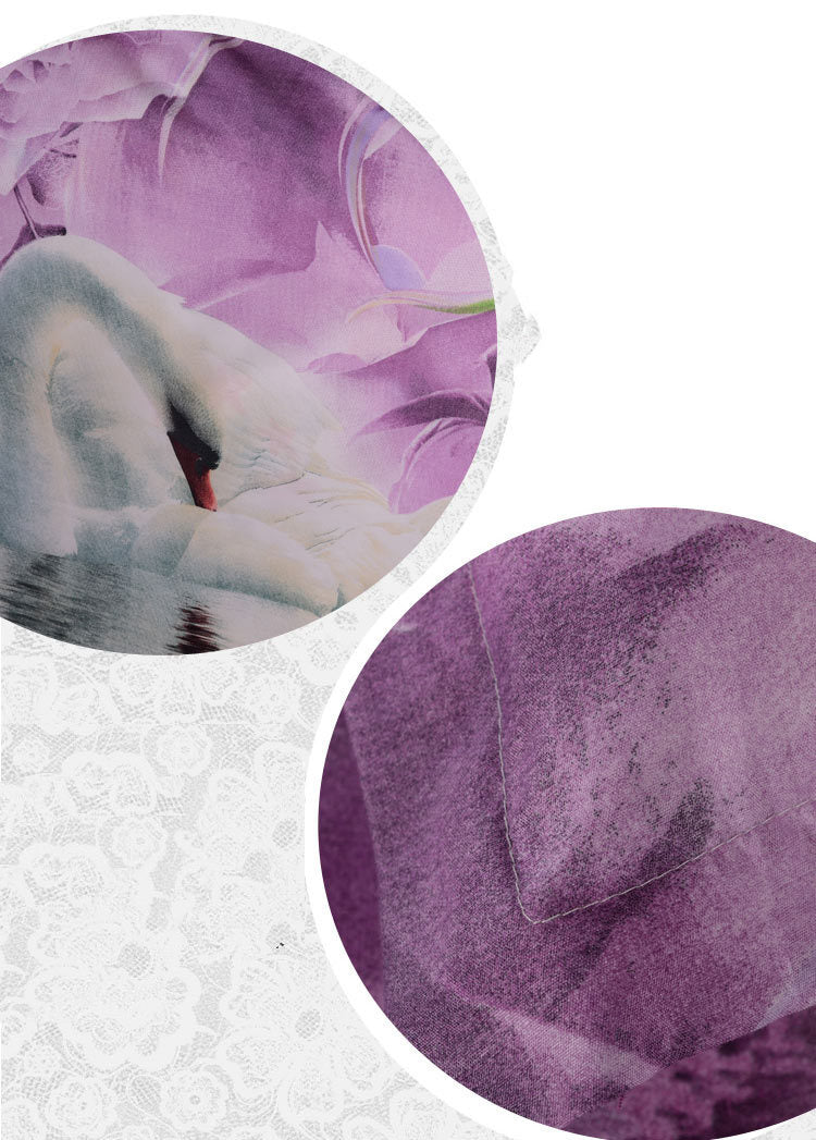 KTX-886995 4-Piece Reactive Printed Bedding Set in Blue Dream Landscape Design – Includes Quilt Cover, Sheet, and Pillowcases, 100% Polyester