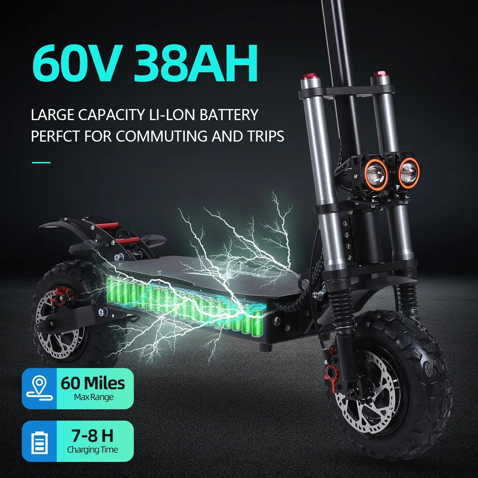 KTX-887187 Foldable 11-Inch Electric Offroad Scooter, Dual Motor 3000W, 90-100KM Range, Waterproof, Hydraulic Disc Brakes