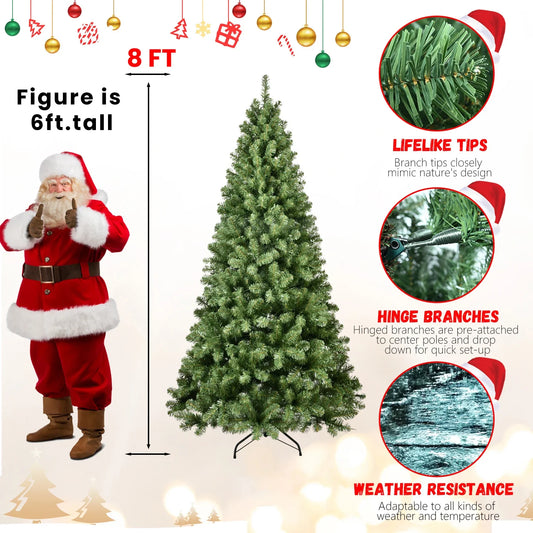 KTX-887443 8ft Realistic Pine Christmas Tree - Indoor/Outdoor Home Decor with Easy Installation