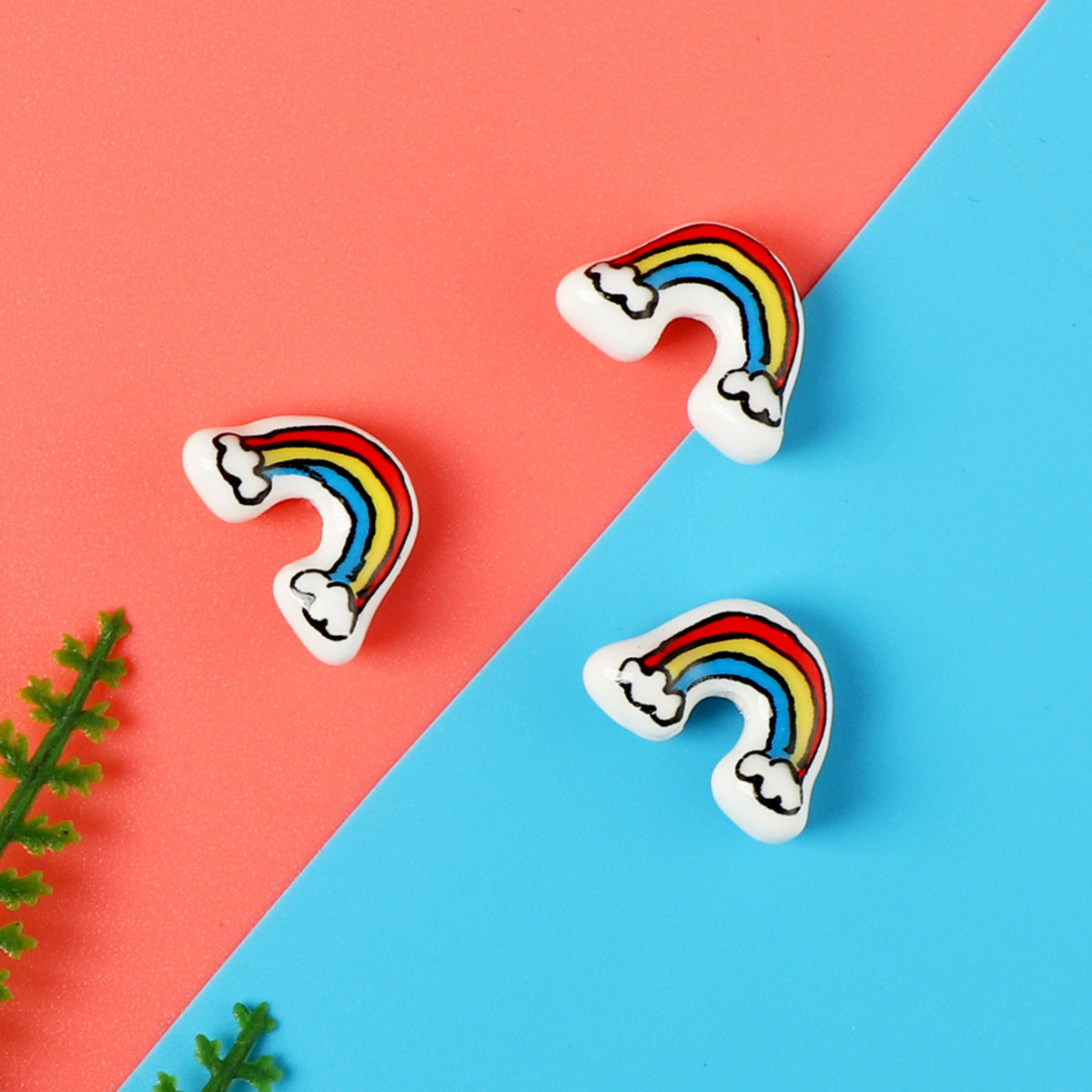 KTX-887763 Ceramic Rainbow Scattered Beads for DIY Ornament Crafting