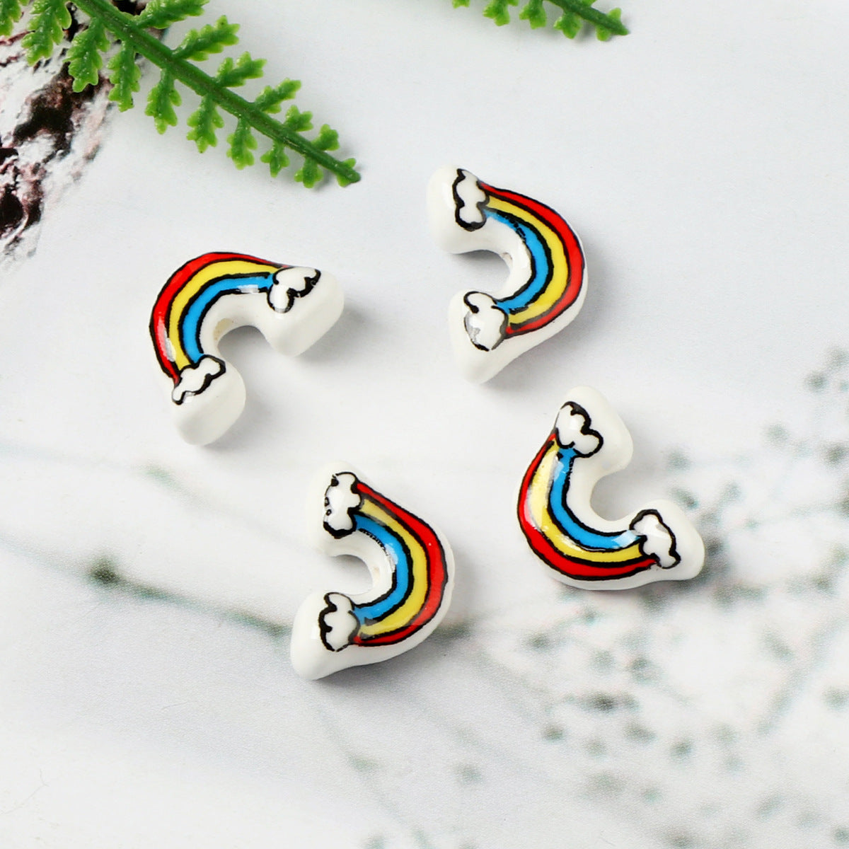 KTX-887763 Ceramic Rainbow Scattered Beads for DIY Ornament Crafting