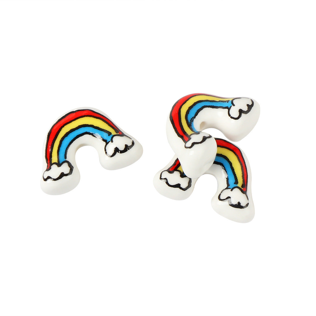 KTX-887763 Ceramic Rainbow Scattered Beads for DIY Ornament Crafting