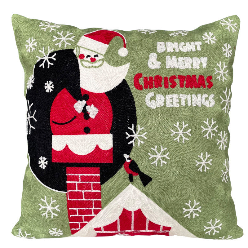 KTX-887891 Cute Cartoon Christmas and New Year Cushion Pillowcase - Festive Designs of Santa, Snowmen, and Winter Icons, 45x45cm