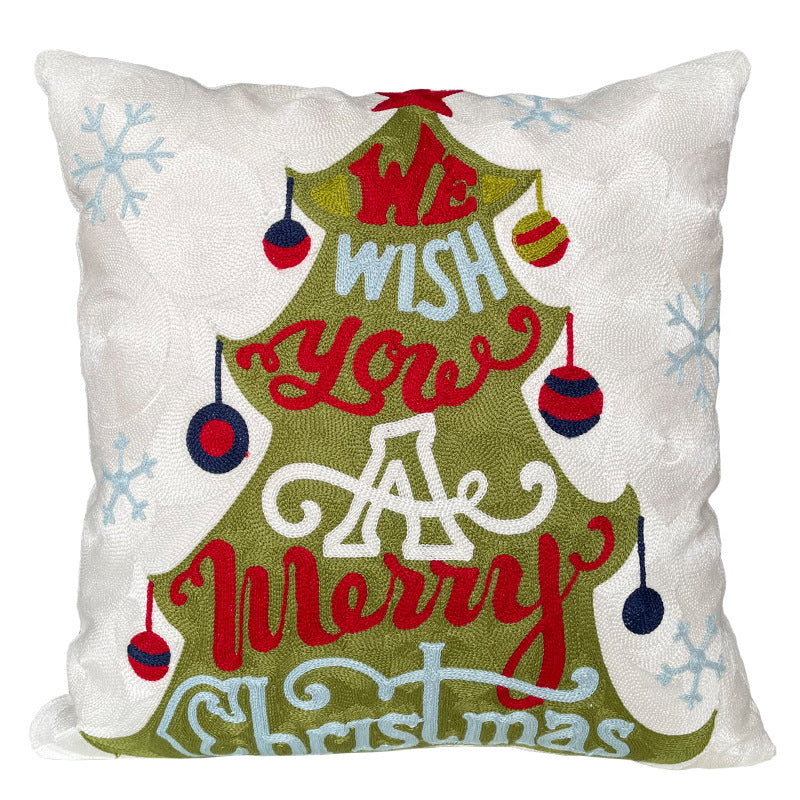 KTX-887891 Cute Cartoon Christmas and New Year Cushion Pillowcase - Festive Designs of Santa, Snowmen, and Winter Icons, 45x45cm