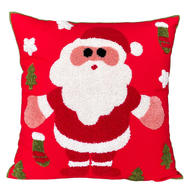 KTX-887891 Cute Cartoon Christmas and New Year Cushion Pillowcase - Festive Designs of Santa, Snowmen, and Winter Icons, 45x45cm