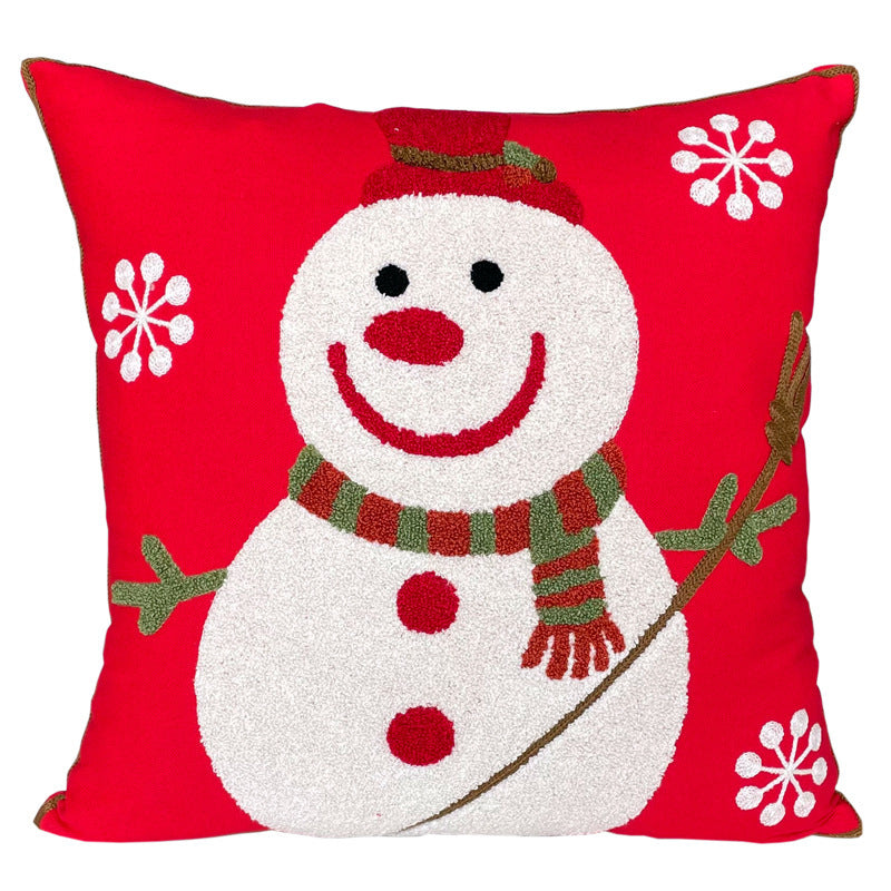 KTX-887891 Cute Cartoon Christmas and New Year Cushion Pillowcase - Festive Designs of Santa, Snowmen, and Winter Icons, 45x45cm