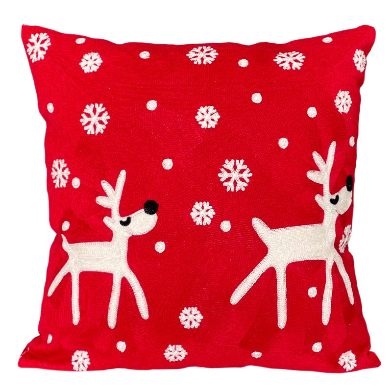 KTX-887891 Cute Cartoon Christmas and New Year Cushion Pillowcase - Festive Designs of Santa, Snowmen, and Winter Icons, 45x45cm