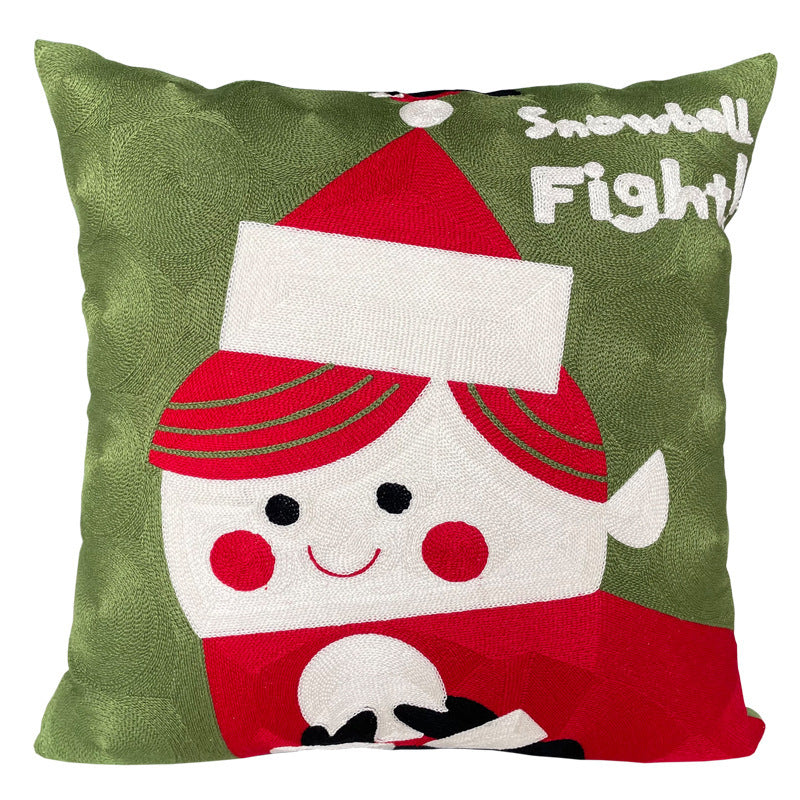 KTX-887891 Cute Cartoon Christmas and New Year Cushion Pillowcase - Festive Designs of Santa, Snowmen, and Winter Icons, 45x45cm