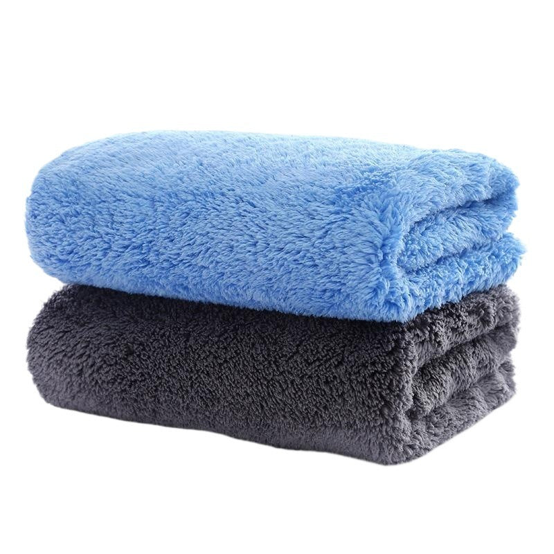 KTX-888403 Coral Velvet Multifunctional Towel in Blue and Grey - Soft 40x40 cm Fleece Fabric
