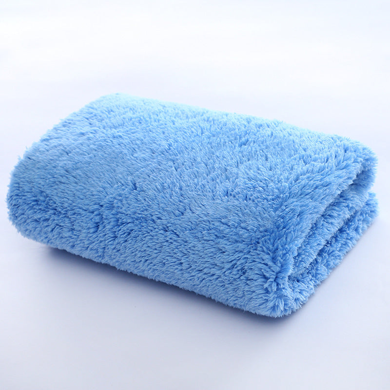 KTX-888403 Coral Velvet Multifunctional Towel in Blue and Grey - Soft 40x40 cm Fleece Fabric