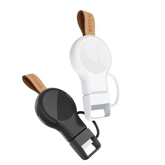 KTX-889043 Portable Magnetic Wireless Charger Keychain - Ivory White and Black