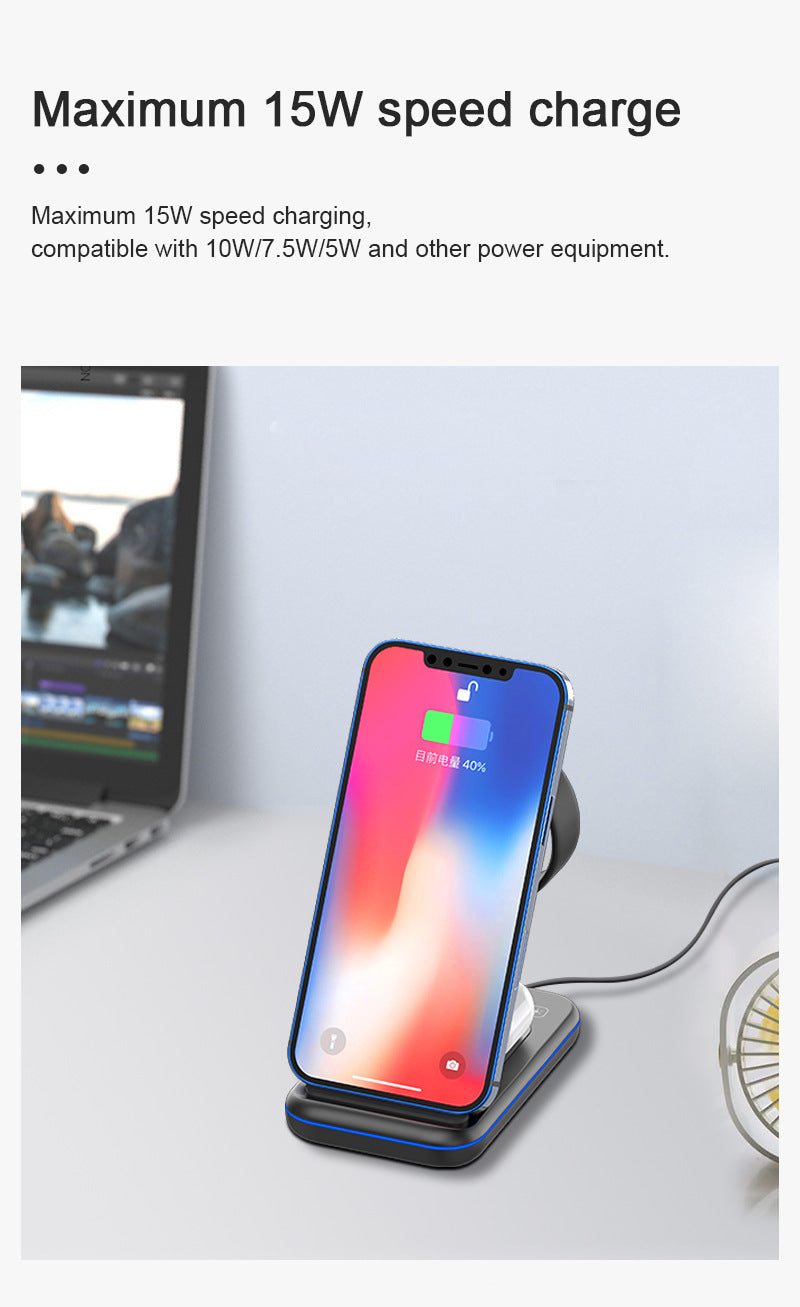 KTX-890195 Three-in-One Wireless Charging Stand - Smart Fast Charge | Black & White Options