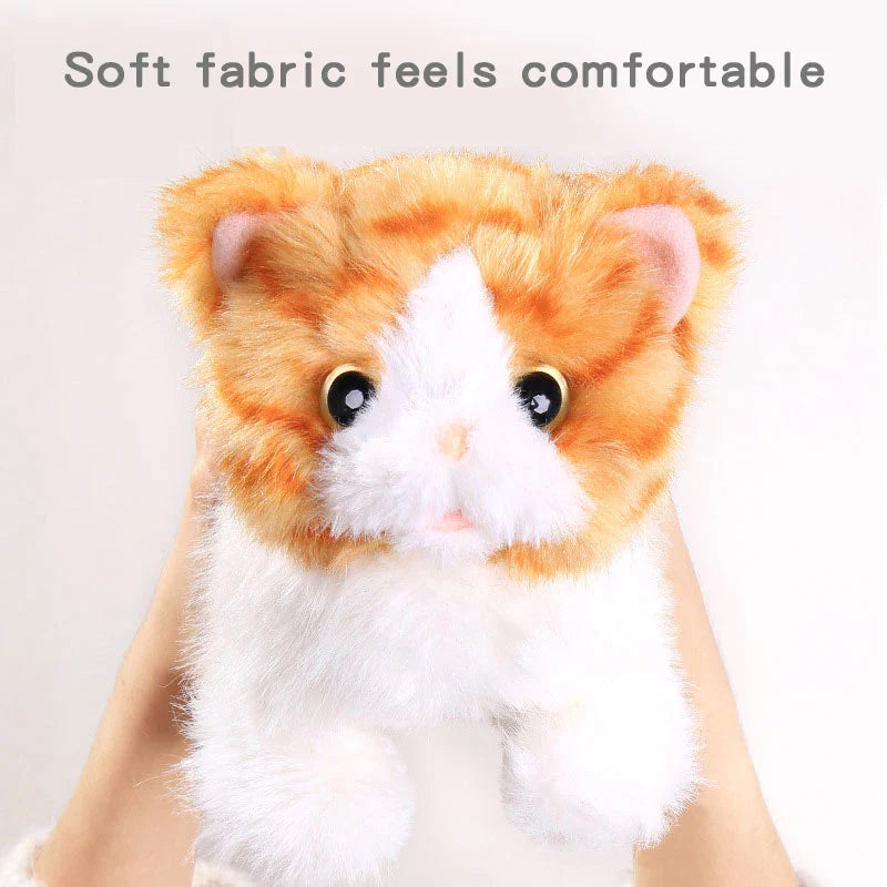 KTX-890387 Interactive Electric Walking Plush Cat Toy for Kids - Lifelike Sounds and Moves, Soft Plush Doll