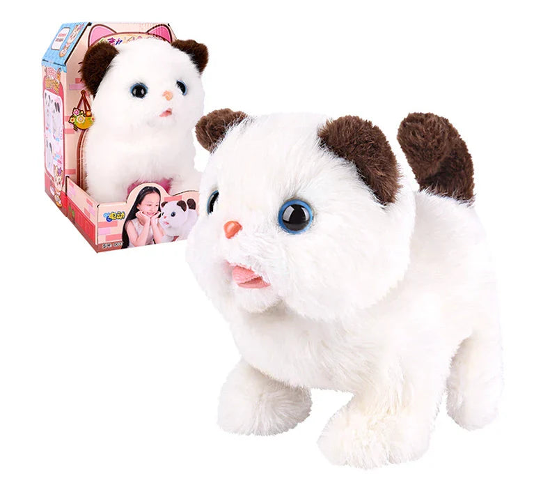 KTX-890387 Interactive Electric Walking Plush Cat Toy for Kids - Lifelike Sounds and Moves, Soft Plush Doll