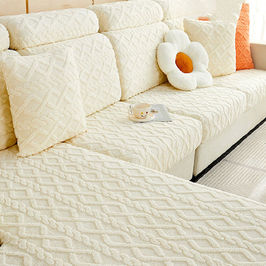 KTX-890451 Plush Stretch Slipcover for Sofas with Anti-Slip and Thermal Insulation Features - Multiple Sizes and Colors Available