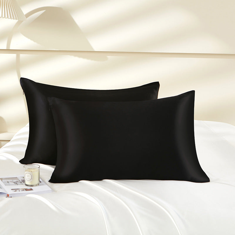 KTX-891091 Silk Pillowcase with Zipper and Envelope Closure Options in Dark Blue, Multiple Sizes Available