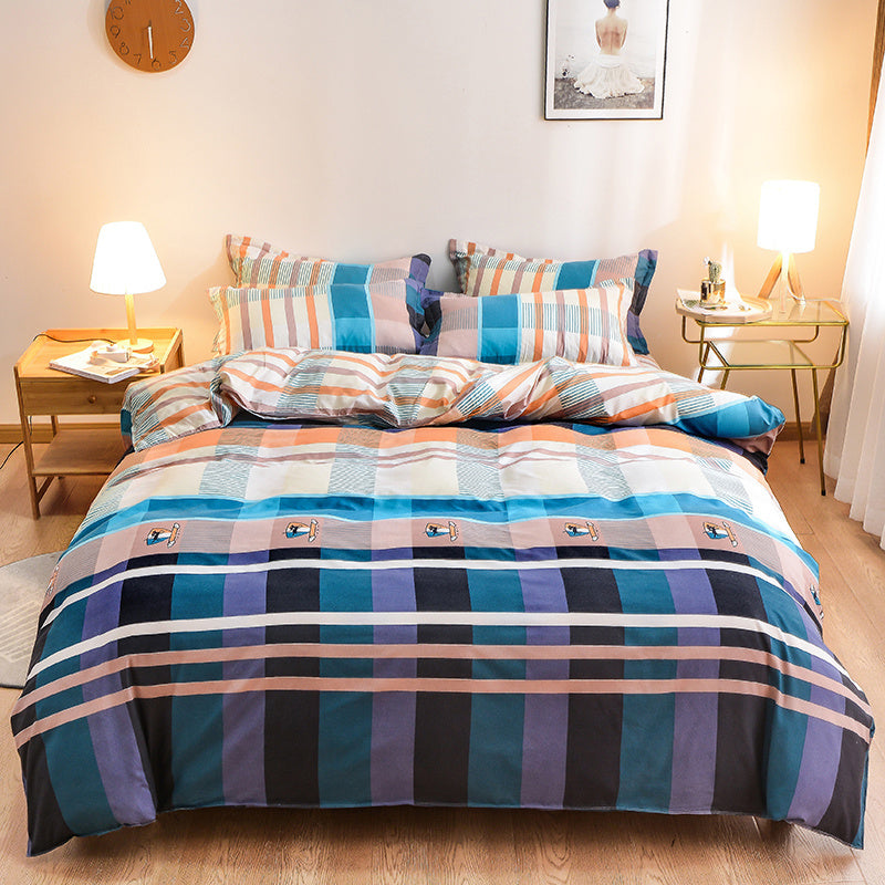 KTX-891283 Elegant Floral Themed 4-Piece Bedding Set - Twill Fabric with Reactive Print