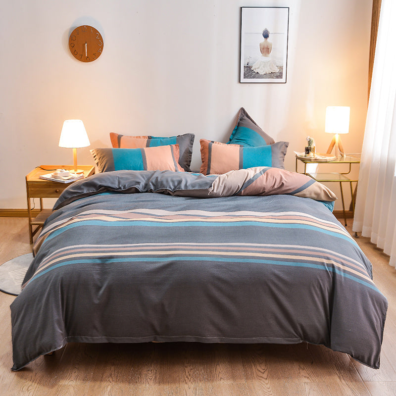 KTX-891283 Elegant Floral Themed 4-Piece Bedding Set - Twill Fabric with Reactive Print