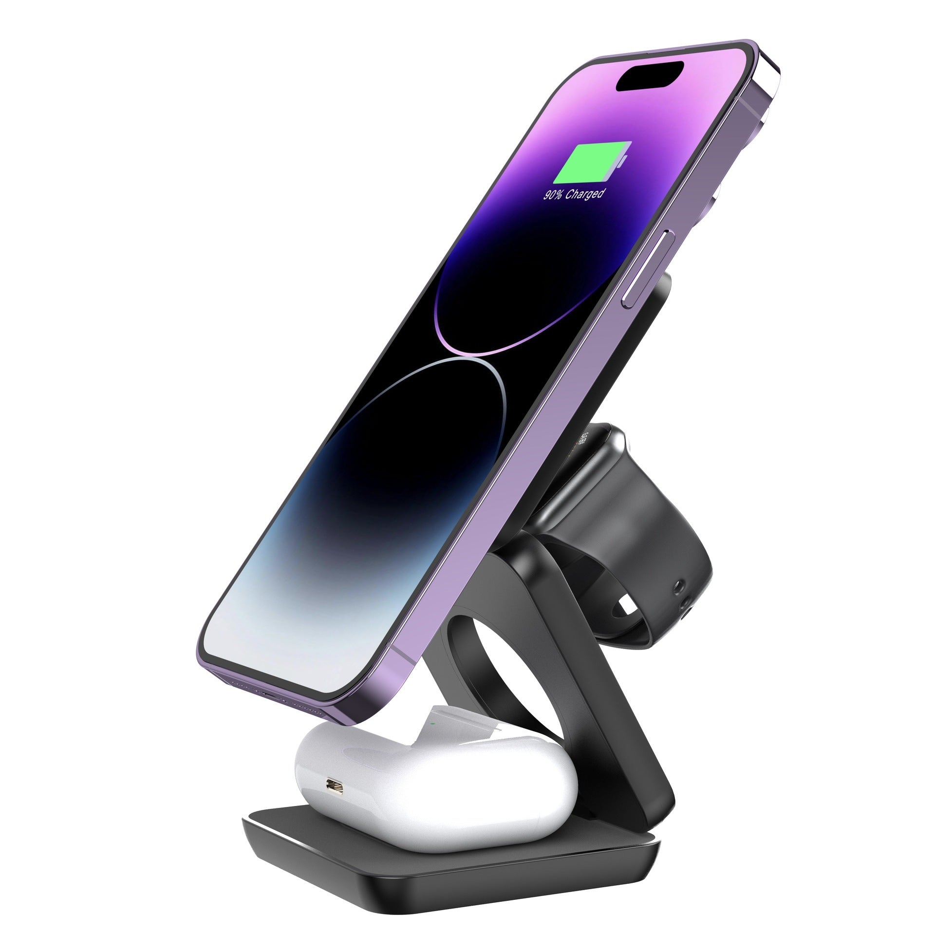 KTX-892499 Folding 3-in-1 Magnetic Wireless Charger Stand for Qi-Enabled Devices