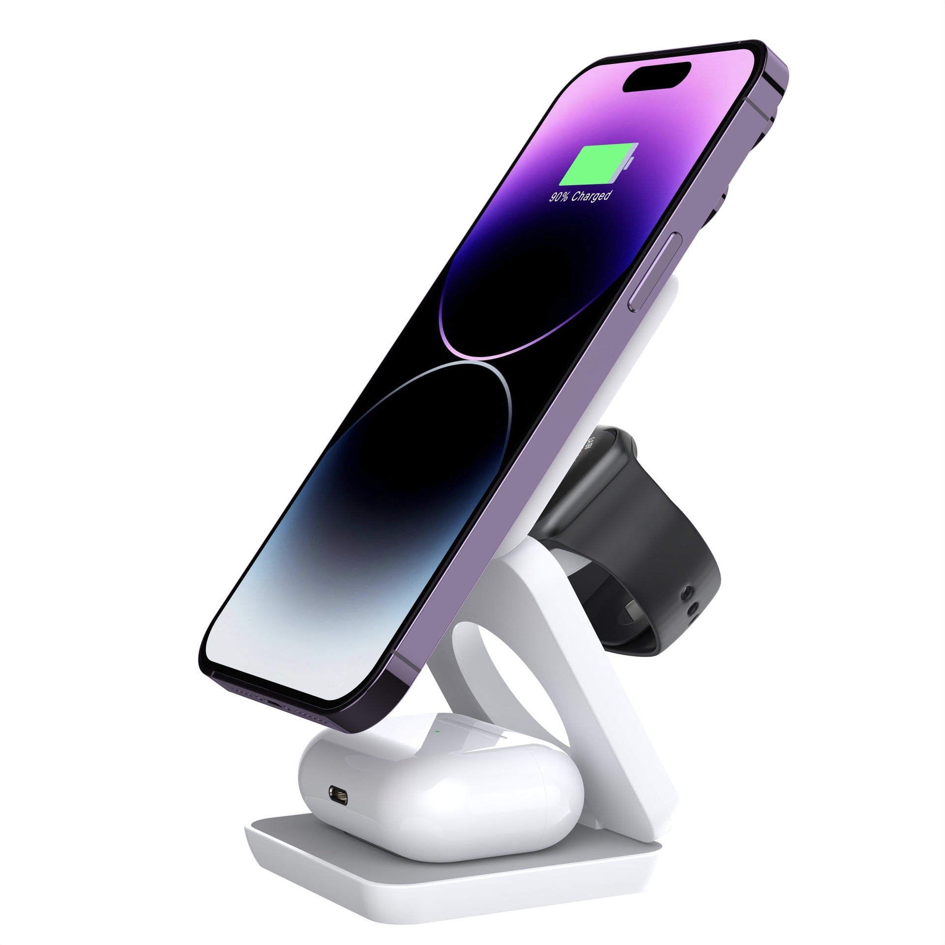 KTX-892499 Folding 3-in-1 Magnetic Wireless Charger Stand for Qi-Enabled Devices
