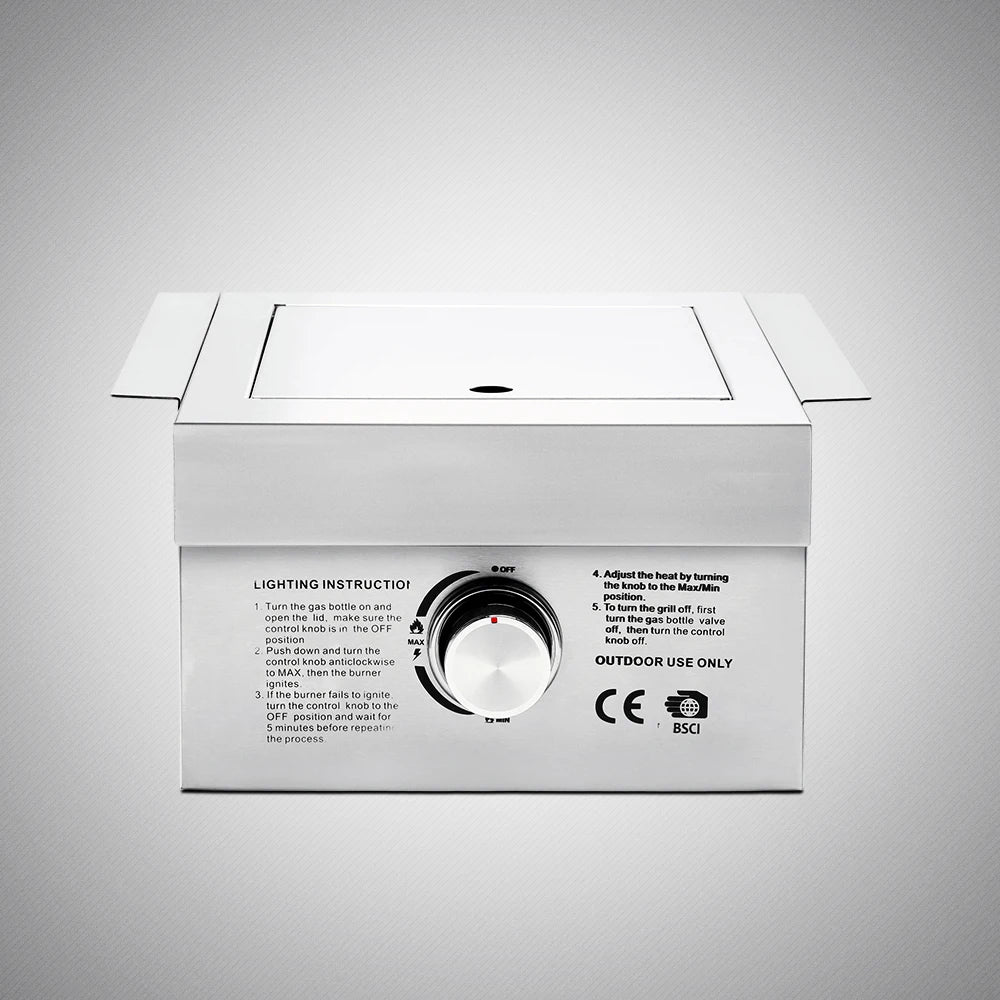 KTX-892947 Movable Outdoor Kitchen 6-Burner Gas BBQ Grill with 304 Stainless Steel Table Top and Built-In Features