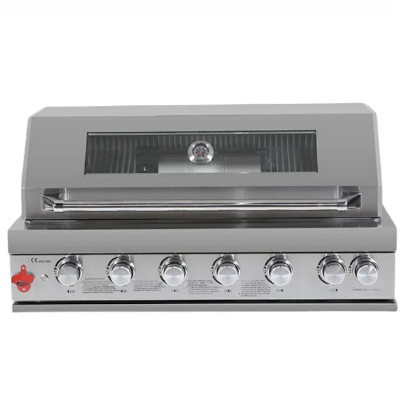 KTX-892947 Movable Outdoor Kitchen 6-Burner Gas BBQ Grill with 304 Stainless Steel Table Top and Built-In Features