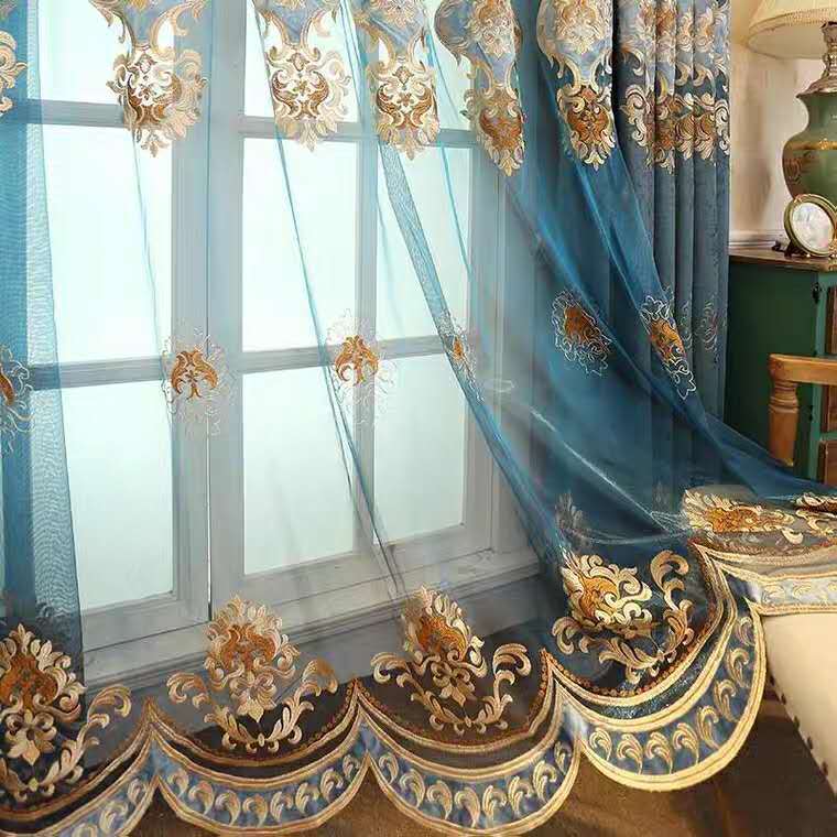 KTX-893139 Double-Sided Chenille Velvet Embroidered European Curtain - 2.7M Length