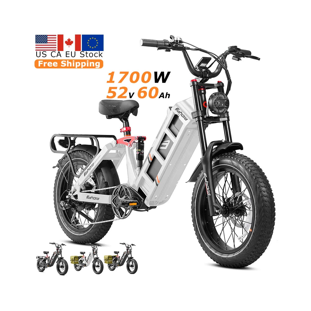 KTX-893139 Eahora Juliet 2 Electric Fat Tire City Bike 250W 52V 60Ah Long Range Hybrid with 7-Speed Gears